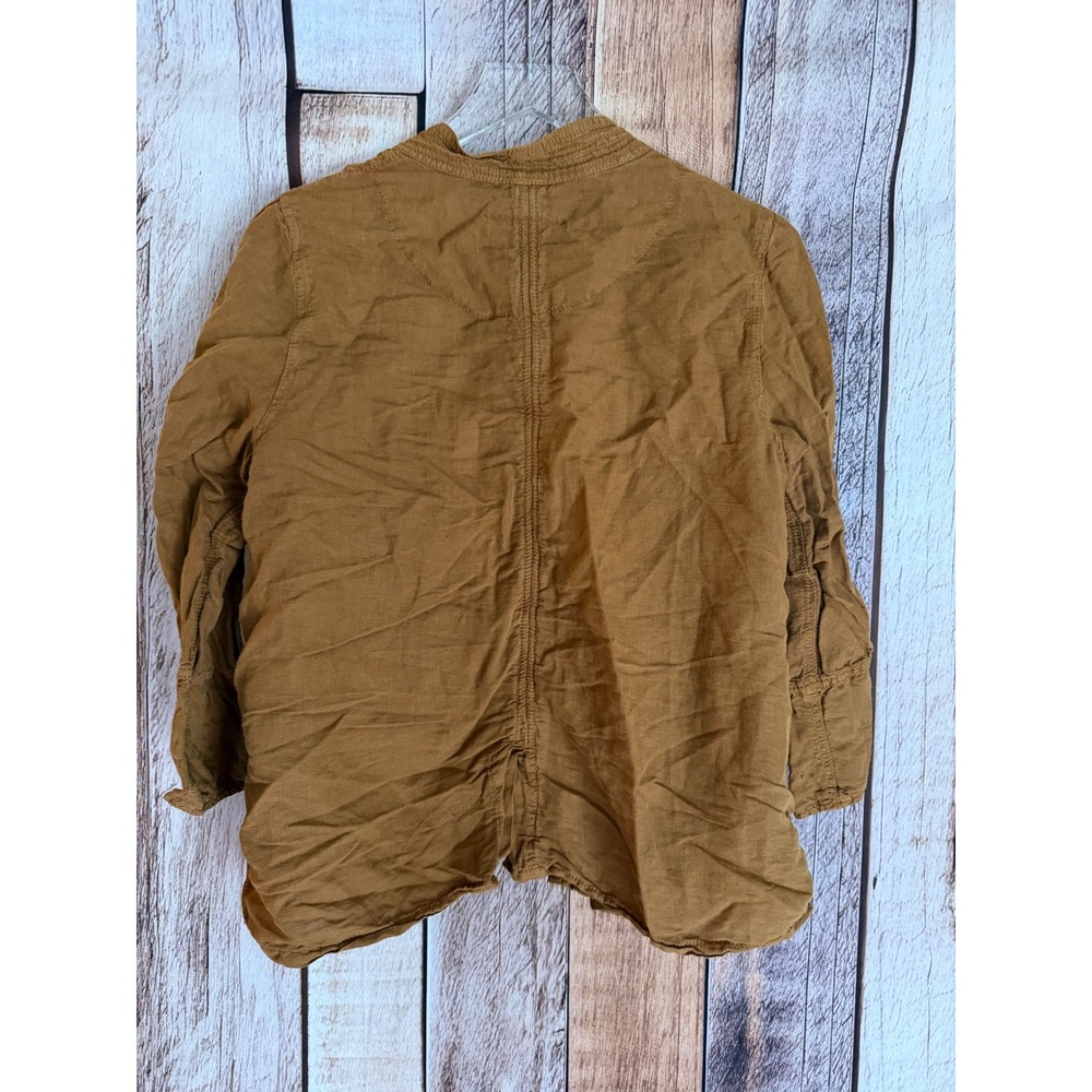 Hei Hei Anthropologie Linen Blend Boho Open Front Jacket Brown Boho Fall Small - Picture 2 of 9